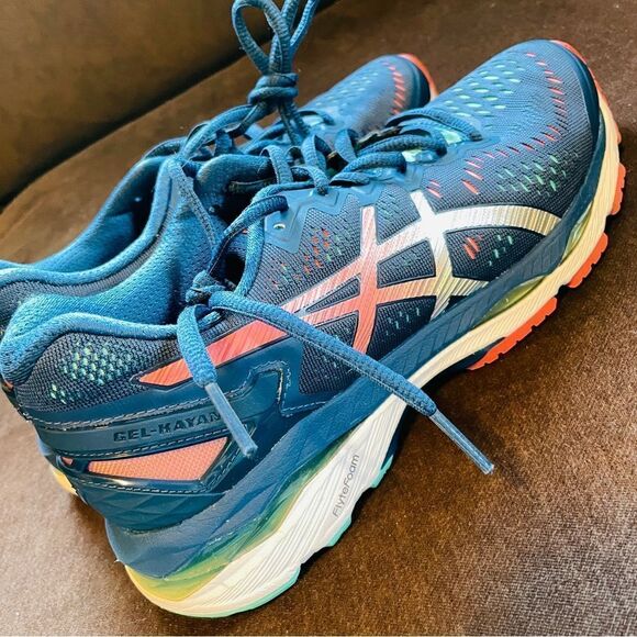 Asics GEL Kayano 23 Dark Navy Orange Turquoise running shoes 7.5 US 39 EUR - Picture 5 of 8